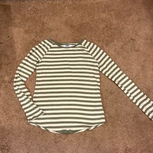 Old Navy long sleeve green and white striped size XL(14)
